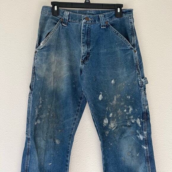 Vintage Wrangler Carpenter Y2K distressed thrashed  grunge punk rock holes 30x30 - Picture 3 of 16